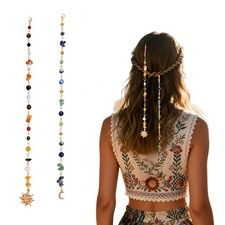 2PCS Bohemian Hair Chain with Colorful Beads, Charms  Colorful Bohemian Beads