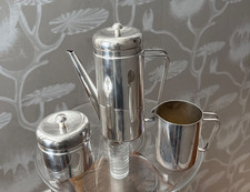MAESTRI Silverplate Coffee Set Mid Century Modern Minimalist Sleek Design Italy