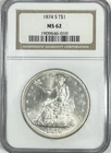 1874 S Trade Dollar $1 - NGC MS62 - Bright White US Silver Coin