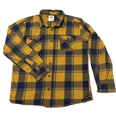 Levi s Men s XL Button Down Shirt Flannel Plaid Yellow Blue