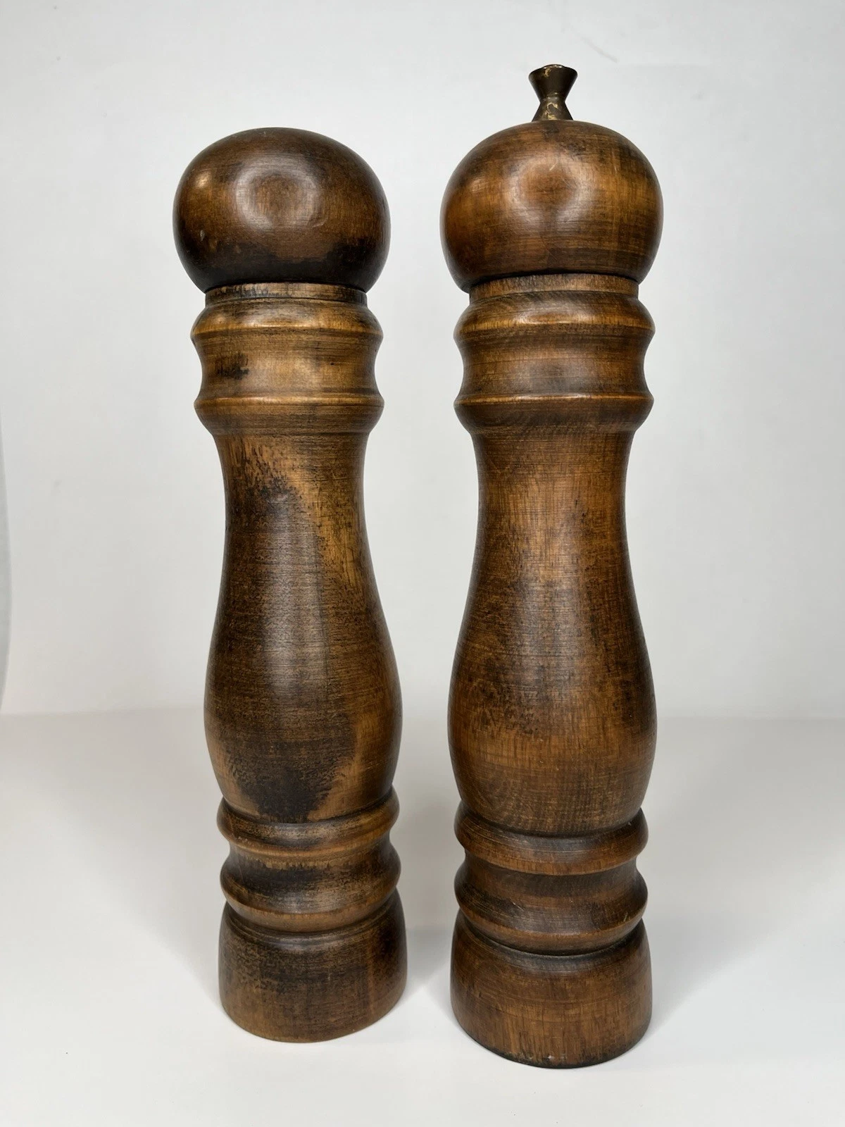 Vintage Wood Salt & Pepper Shaker Mill Grinder 9.75” Tall Made In Japan