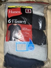 Hanes 5-Pack Men's ComfortSoft Tagless T-Shirt Gray Black Size Small 34-36