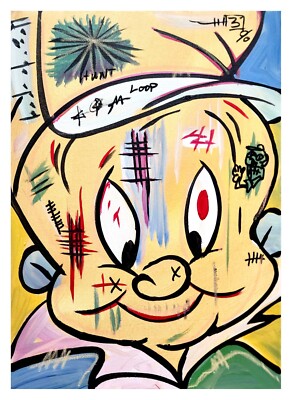 CORBELLIC ORIGINAL PAINTING 12X16 ELMER FUDD HUNTING CARTOON PORTRAIT OFFICE ART