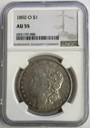 1892-O $1 NGC AU 55 (Better Date) Morgan Silver Dollar 7-006