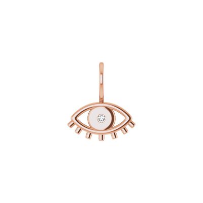 14K Rotgold 0,02 Ct Diamant Evil Eye Charm Anhänger Geschenk für Mutter