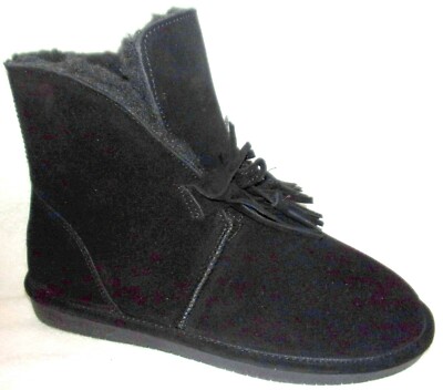 NEW BEARPAW CHRISTIE BLACK SUEDE SHORT ANKLE BOOTS