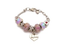 Charm Bracelet Silver Tone Crystal Big Sister 7"