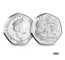 2020 50p Isle of Man Peter Pan Do you believe in Fairies Tooth Fairy  UNC