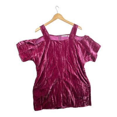 Soft Surroundings Estelle Crushed Velvet Cold Shoulder Tunic size Small Plum