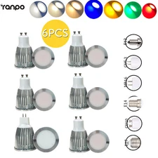 6Pcs Led Cob Spotlight 6W 9W 12W Led Dimmable Bulbs Green Purple 120 Degree Beam