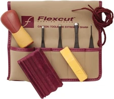 Flexcut Our 5 pc Printmaking Tools Carving Blades, w1/A Quick-Connect ABS Handle