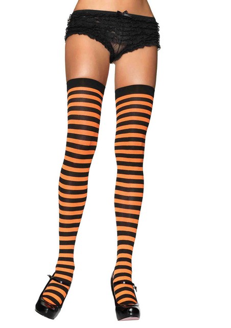 Opaque Stripe Thigh High Stocking 