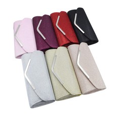Premium Metallic Glitter Flap Clutch Evening Bag - Diff Colors Avail