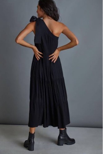 Anthropologie Mare Mare Dress Size S One Shoulder Black Maxi BNWT