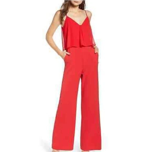 Red pant best sale jumpsuit