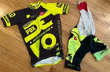 Castelli Matching Cycling Bib Padded Shorts & Jersey Size XS Black/Yellow