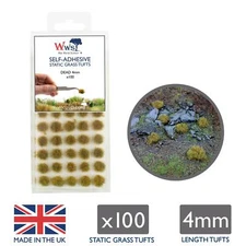WWS Static Grass Tufts x 100 – Dead, 4mm – Model Railway Wargame Scenery