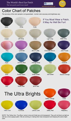 World's Best Eye Patch LASTS FOR YEARS [replaceable elastic] 35 colors, 3 sizes