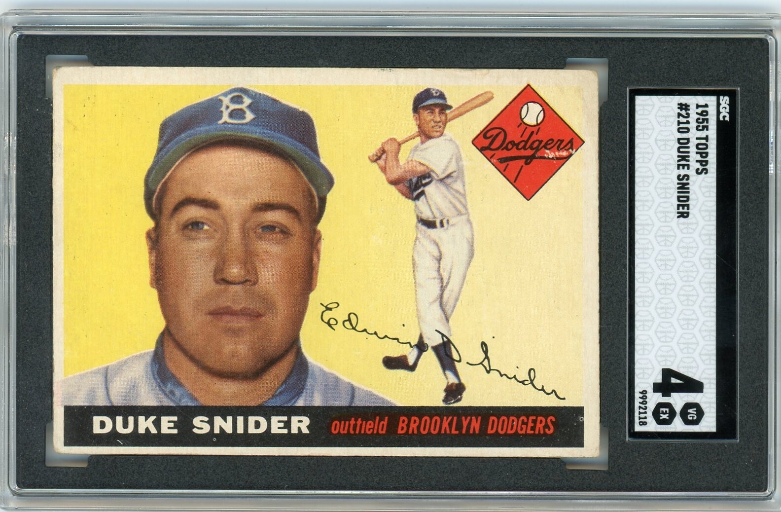 1955 Topps Baseball #210 Duke Snider HOF Brookyln Dodgers SGC 4