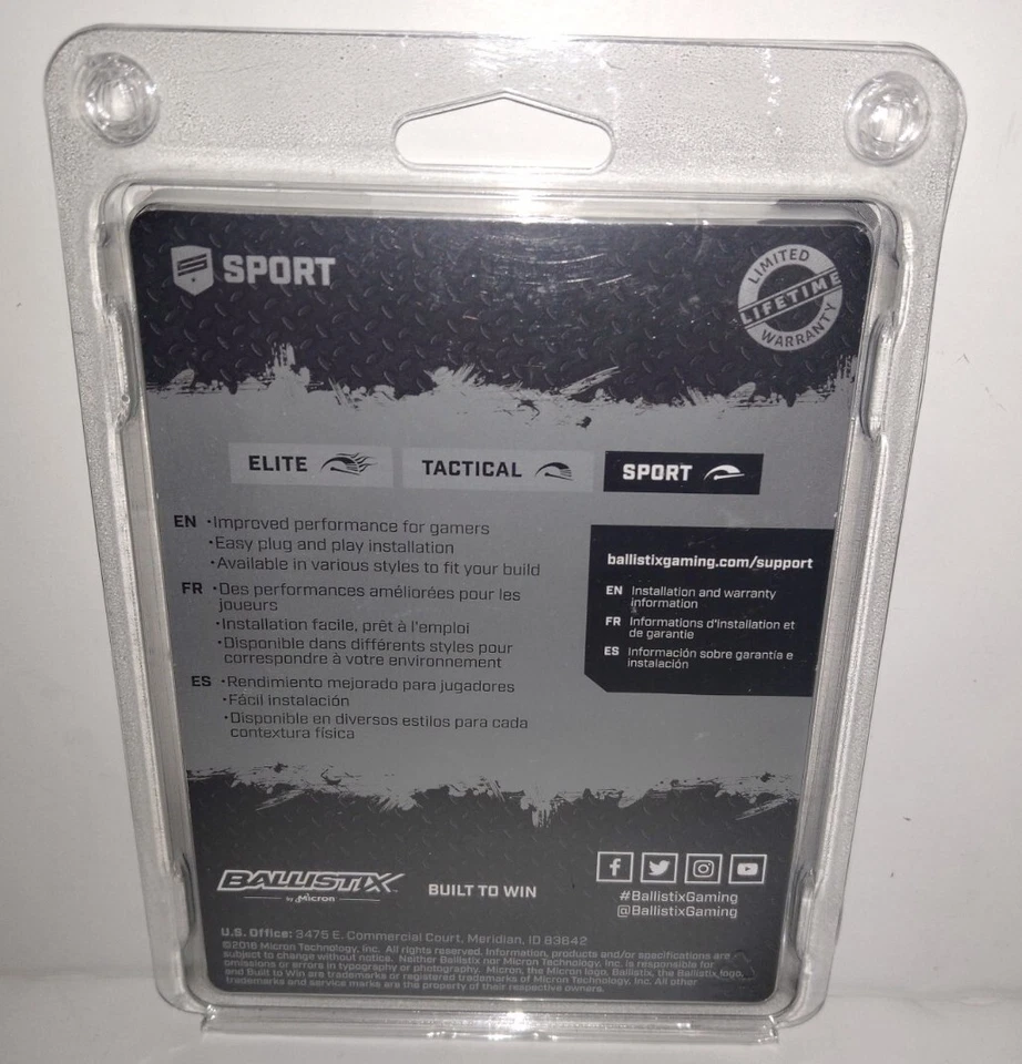 Ballistix Sport Gaming Memory 8GB 2x4 GB DDr4-2400 1.2v - 8gb Kit - Image 2 of 4