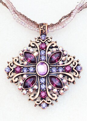 Lia Sophia  ARTESIA   Purple Crystal on Copper Necklace