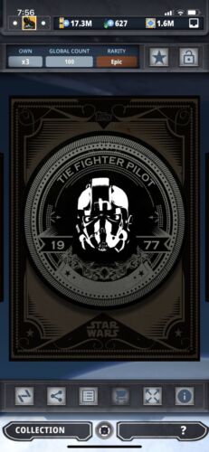 Topps Star Wars Digital Card Trader Black Tie Fighter Pilot Mint Press 2 Insert - Picture 1 of 1