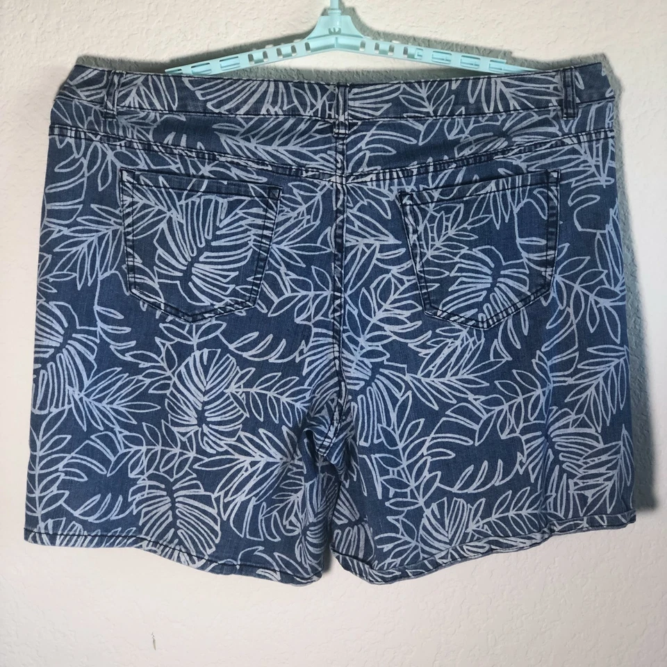 Pantalones Cortos Informales LANE BRYANT Azul Elastizados Denim Estampado de Palma Talla 22 Foto 4 de 4