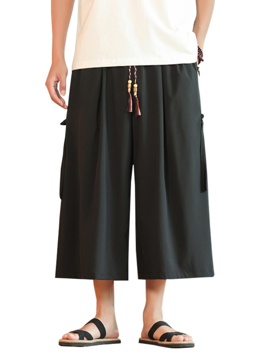 Men Chinese Style Wide-leg Culottes Yohji Yamamoto Pants