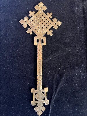 Ethiopian Orthodox Coptic Christian Golden Priests Blessing Cross, Home Decor