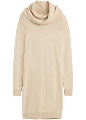 Strickkleid mit Rollkragen 40/42 Beige Damen Mini-Kleid Dress