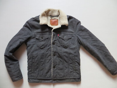 Levi's Herren Jacke Jeansjacke mit Fell S Graue Winterjacke Warm  Gefüttert