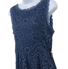 Floral Lace Dress Womens Size XL Charm Blue Sleeveless As U Wish