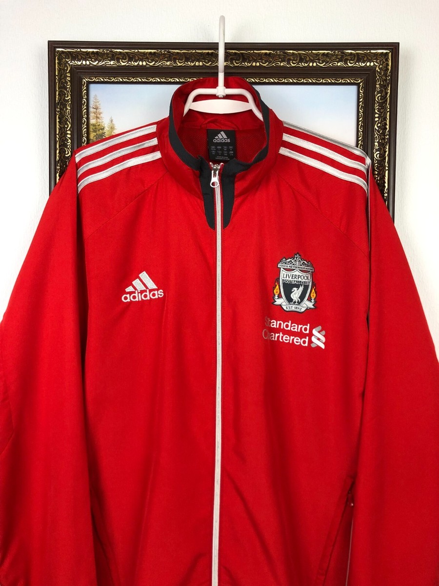 Vintage Adidas Liverpool Football Jacket Soccer Track Top Mens Red