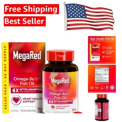 Vanilla Flavored 800mg Omega-3 Fish Oil   80 Softgels for Heart and Joint Health