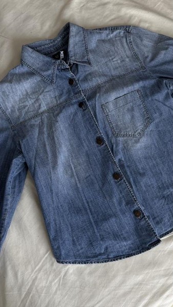 Women Armani Jeans Shirt Blue Denim 34