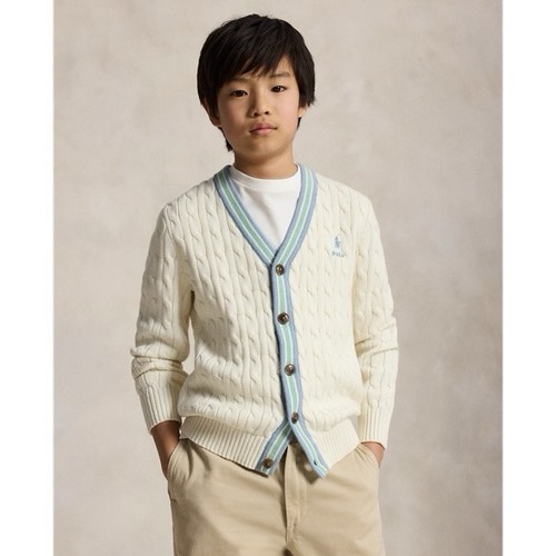 Polo Ralph Lauren Boys Cable-Knit Cardigan Sweater V-Neck Button L/G 14-16