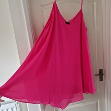 Plus Size 22 Dress Pink Chiffon Sheer Lined Cami Sundress Cruise Party Holiday