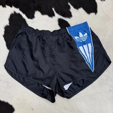 RARE Adidas Trefoil Nylon Running Sprinter Shorts Made in USA Blue Black 70s 80s