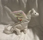 Ty Beanie Babies Magic the Dragon White Plush Iridescent Wings 1995 Vintage