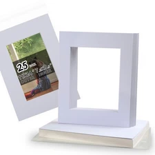 Acid Free 25 Pack 11x14 Pre-Cut Mat Board Show Kit for 8x10 Photos, Prints or...