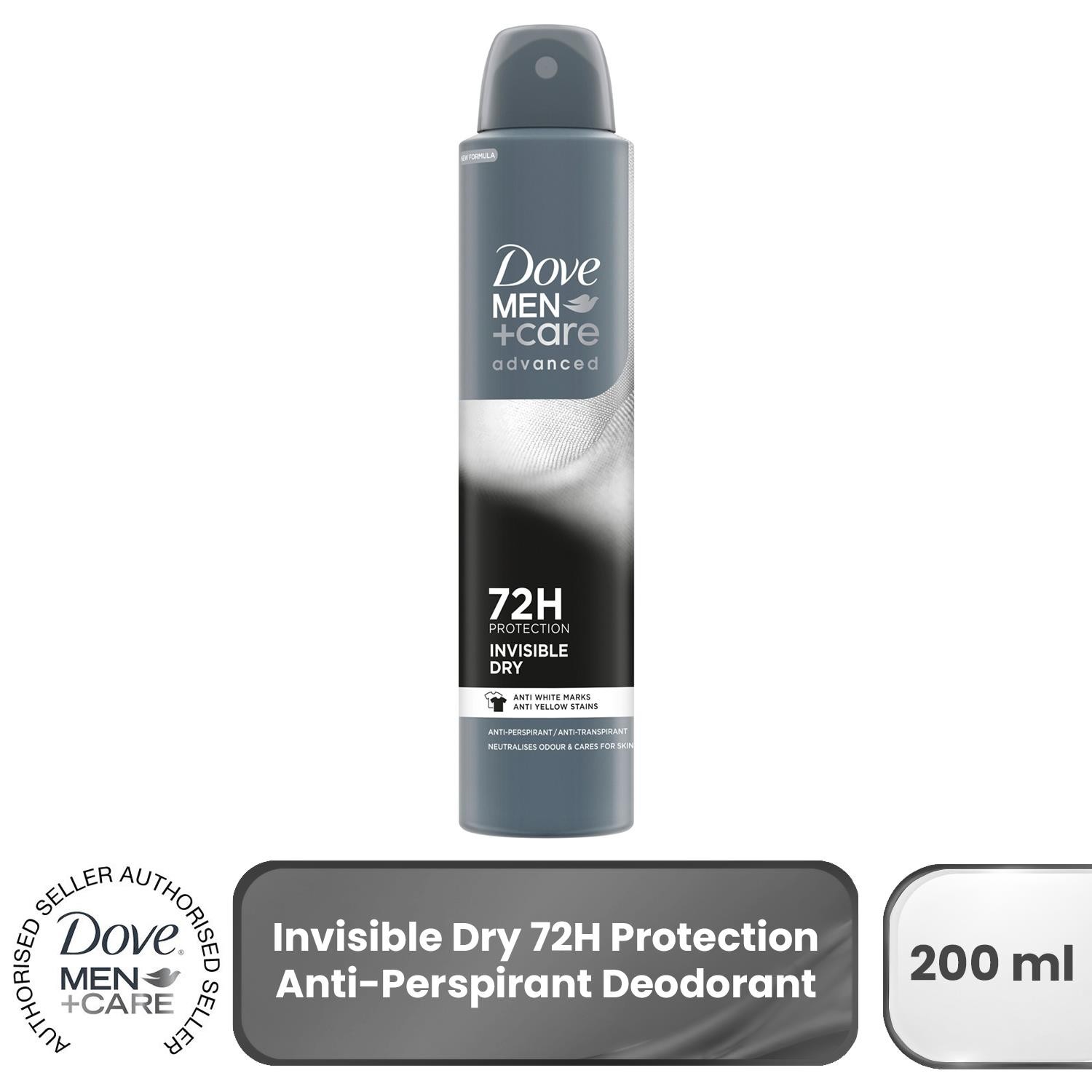 Dove Men's Grey 6X 'Anti-Perspirant' +Care Adv Invisible Dry Deo, 200Ml In - Image 2
