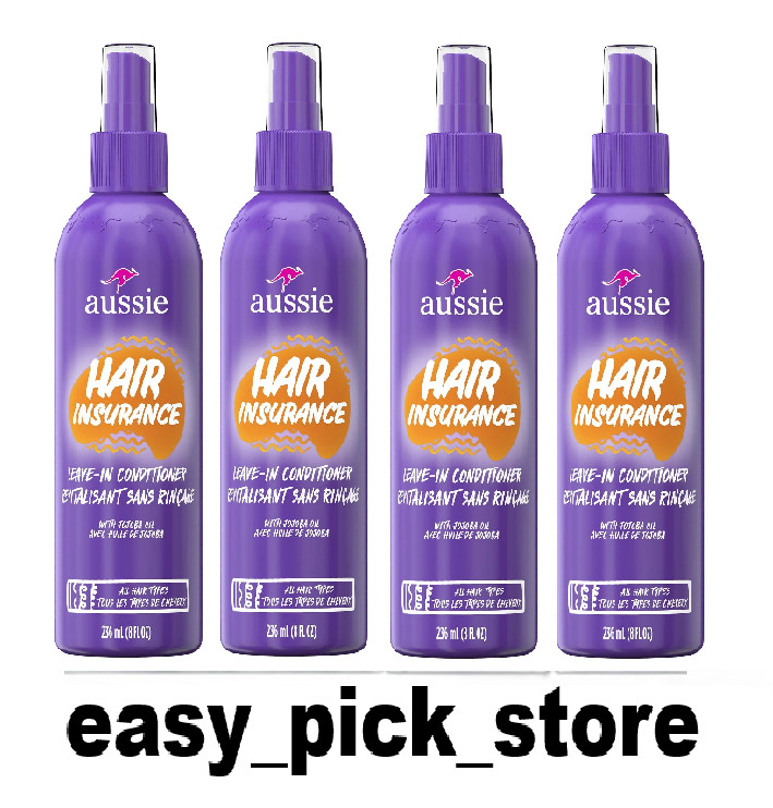 Aussie Hair Insurance, Leave-in Conditioner for All Hair Types 8 oz ( Pack of 4)