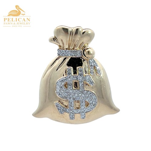 Diamond Money Bag Pendant .294 CTW 10K Yellow Gold (PPJ050808)