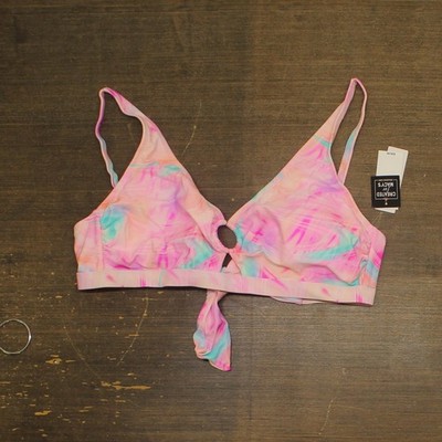 salt + Cove Womens Plus Size Tie-Dyed Bikini Top CWP22158T Wave Pink Multi 2X