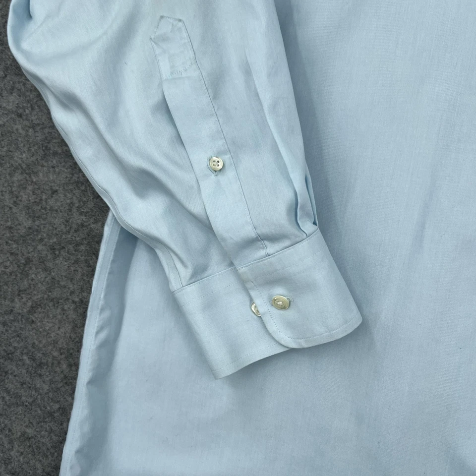 Camisa de vestir Lands' End para hombre 17,5 34 azul sin hierro Supima pinpoint abotonada Foto 4 de 4