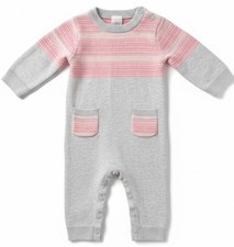 Gymboree 3-6M Pink Gray Knit Romper Sweater Outfit Baby Girl Pockets