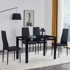 5-Piece Dining Table Set Dining Table and Chair Black