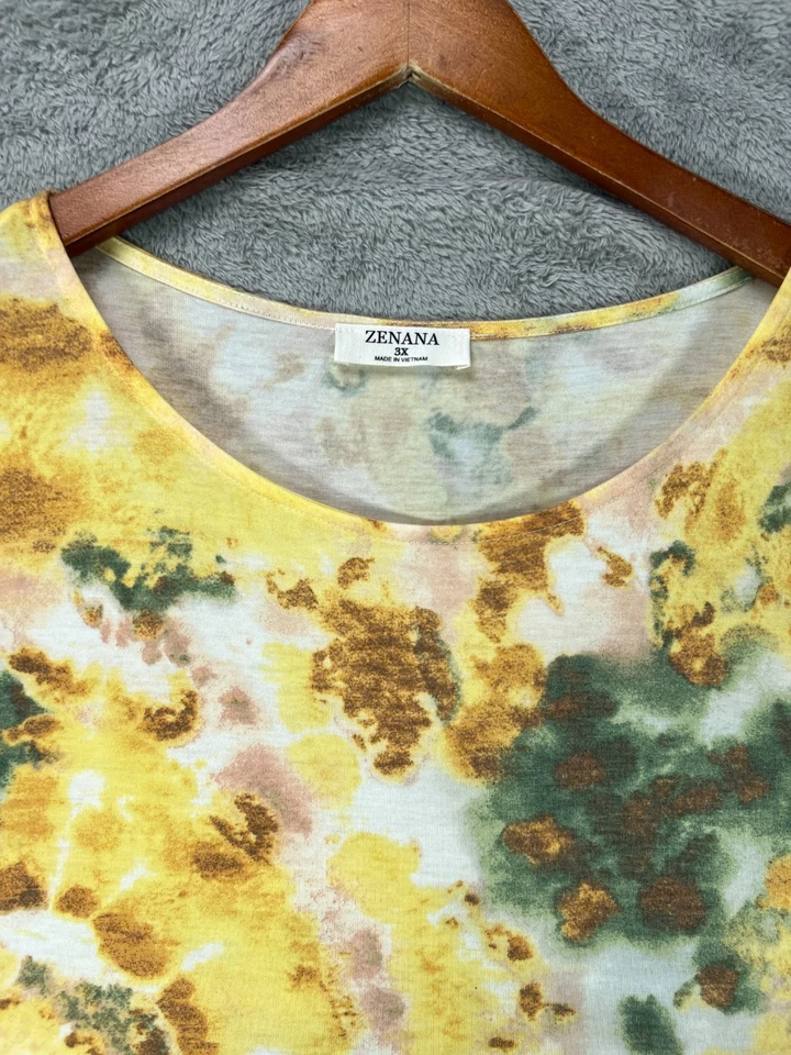 Vestido boho floral amarillo sol talla grande 3X tejido con volantes en capas ZENANA para mujer Foto 3 de 4