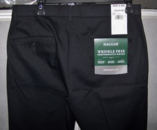 NEW 70 HAGGAR Cotton  Polyester Performance Khaki Pants Sz 32X30 Black 32 X 30