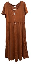 NWT LuLaRoe Large Solid Chocolate Brown Knit Empire Waist Riley Midi Dress
